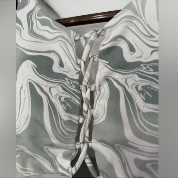 White Gray Marble Lace-Up Bralette Sports Bra Pink Victorias Secret Small Women - Picture 5 of 16